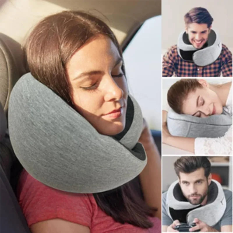 Nomad Camel memory foam travel neck pillow in dark gray — front view